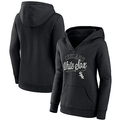 Women's Fanatics Branded Black Chicago White Sox Simplicity Crossover V-Neck Pullover Hoodie