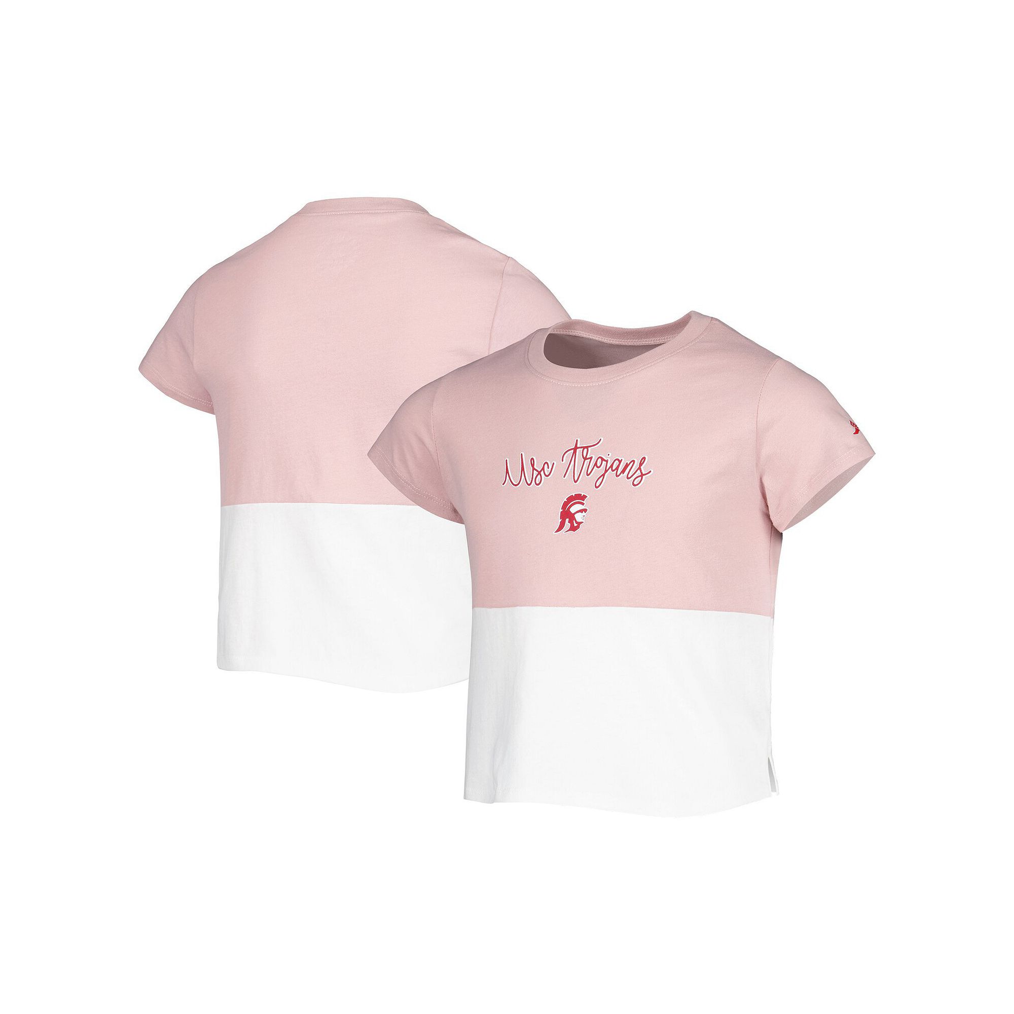 Girls Youth League Collegiate Wear Pink USC Trojans Colorblocked T-Shirt, G