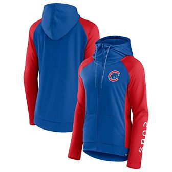 Women's Fanatics Branded Royal/Red Chicago Cubs Iconic Raglan Full-Zip Hoodie
