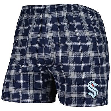 Men's Concepts Sport Deep Sea Blue/Gray Seattle Kraken Ledger Flannel Boxers