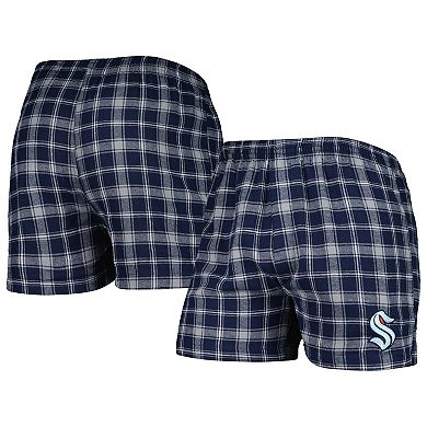 Men's Concepts Sport Deep Sea Blue/Gray Seattle Kraken Ledger Flannel Boxers