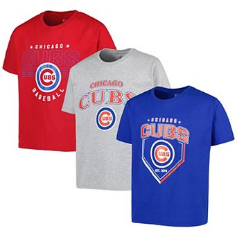 Youth Stitches Royal/Red/Heather Gray Chicago Cubs 3 pc T-Shirt Combo Set