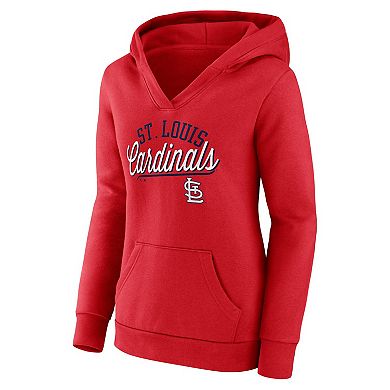 Women's Fanatics Branded Red St. Louis Cardinals Simplicity Crossover V-Neck Pullover Hoodie