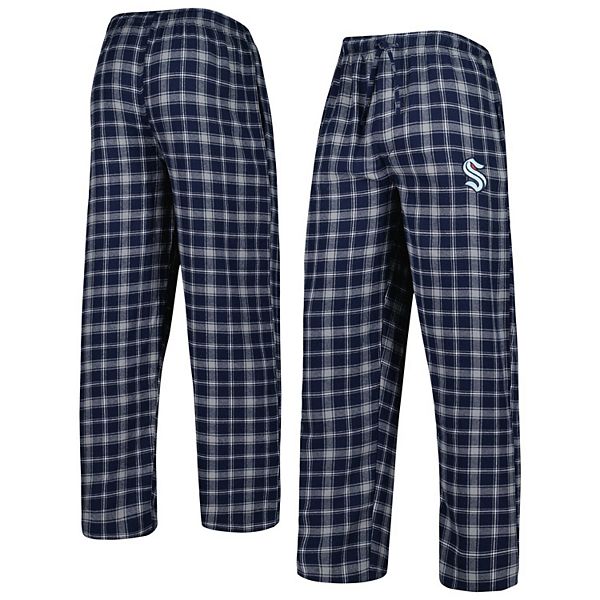 Men s Concepts Sport Deep Sea Blue Gray Seattle Kraken Ledger Flannel Sleep Pants