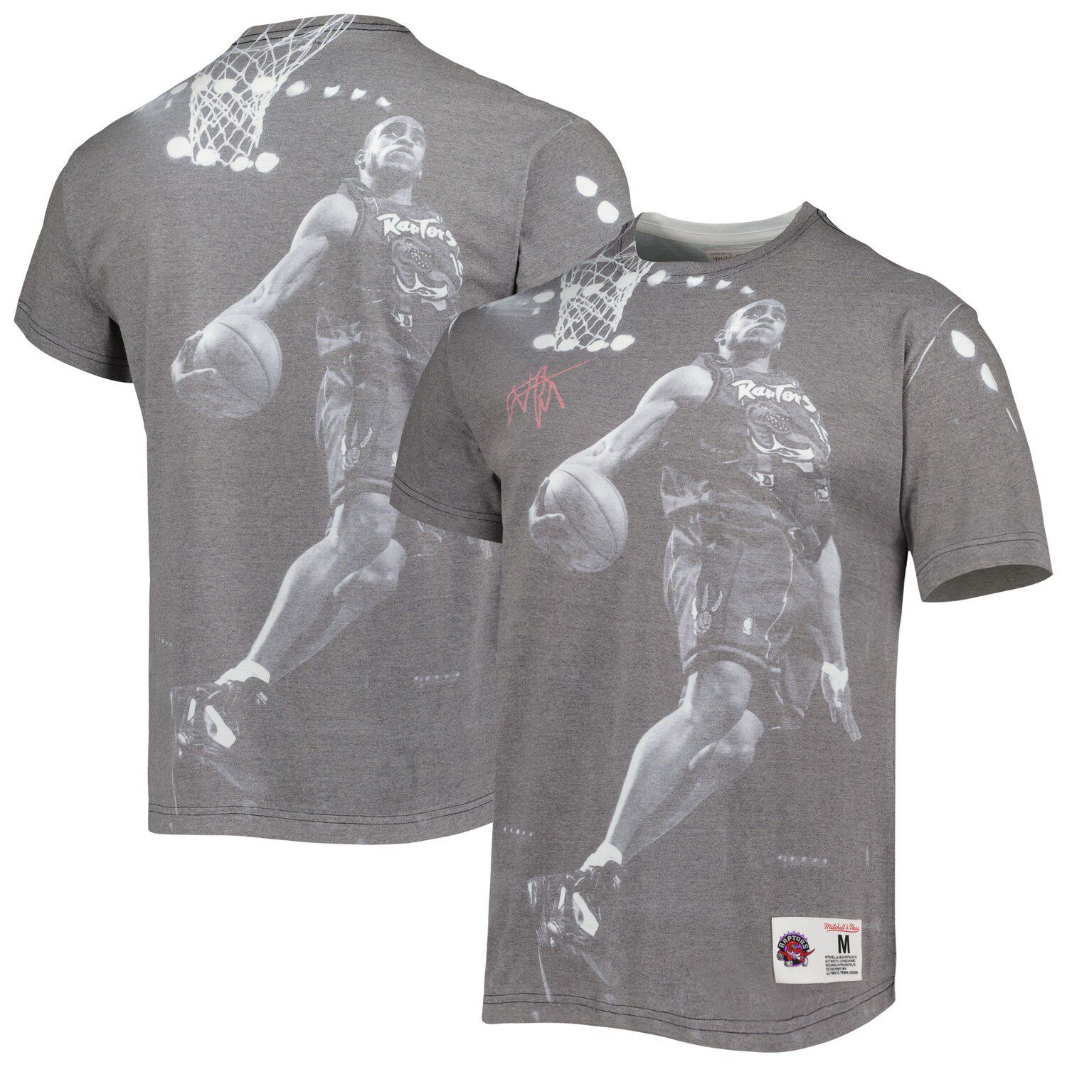 Youth Mitchell & Ness Vince Carter Gray Toronto Raptors Hardwood Classics  King of the Court Player T-Shirt 