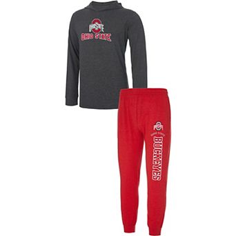 Men's Concepts Sport Scarlet/Charcoal Ohio State Buckeyes Meter Long Sleeve Hoodie T-Shirt & Jogger Pants Set