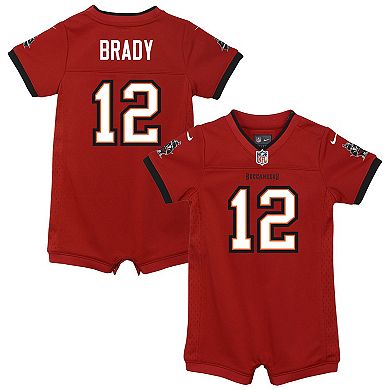 Newborn & Infant Nike Tom Brady Red Tampa Bay Buccaneers Game Romper Jersey