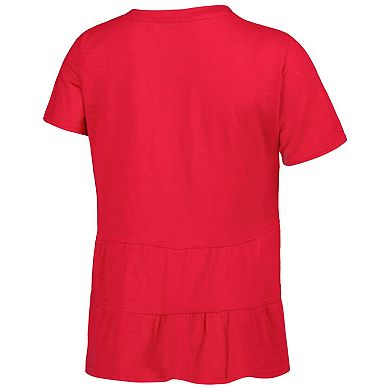 Women's Red Wisconsin Badgers Willow Ruffle-Bottom T-Shirt