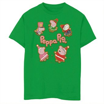 Boys 8-20 Peppa Pig Tv Up Holidays Family Gingerbread George Graphic Tee