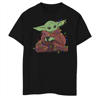 Boys 8-20 Star Wars The Mandalorian Holidays Grogu Christmas Lights Graphic Tee