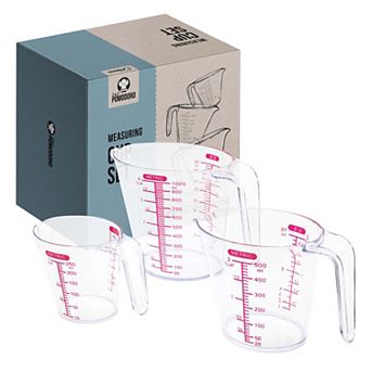 Chef Pomodoro 3 pc Measuring Cups, Multiple Measurement Scales - Includes 1, 2 And 4 cup