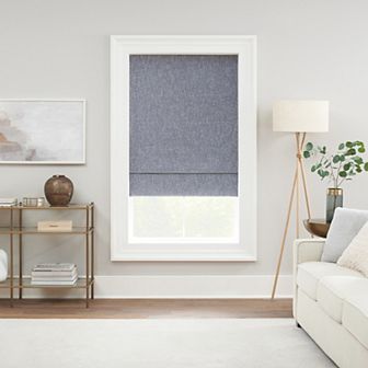 eclipse Drew Textured Solid 100% Total Blackout Cordless Roman Shade