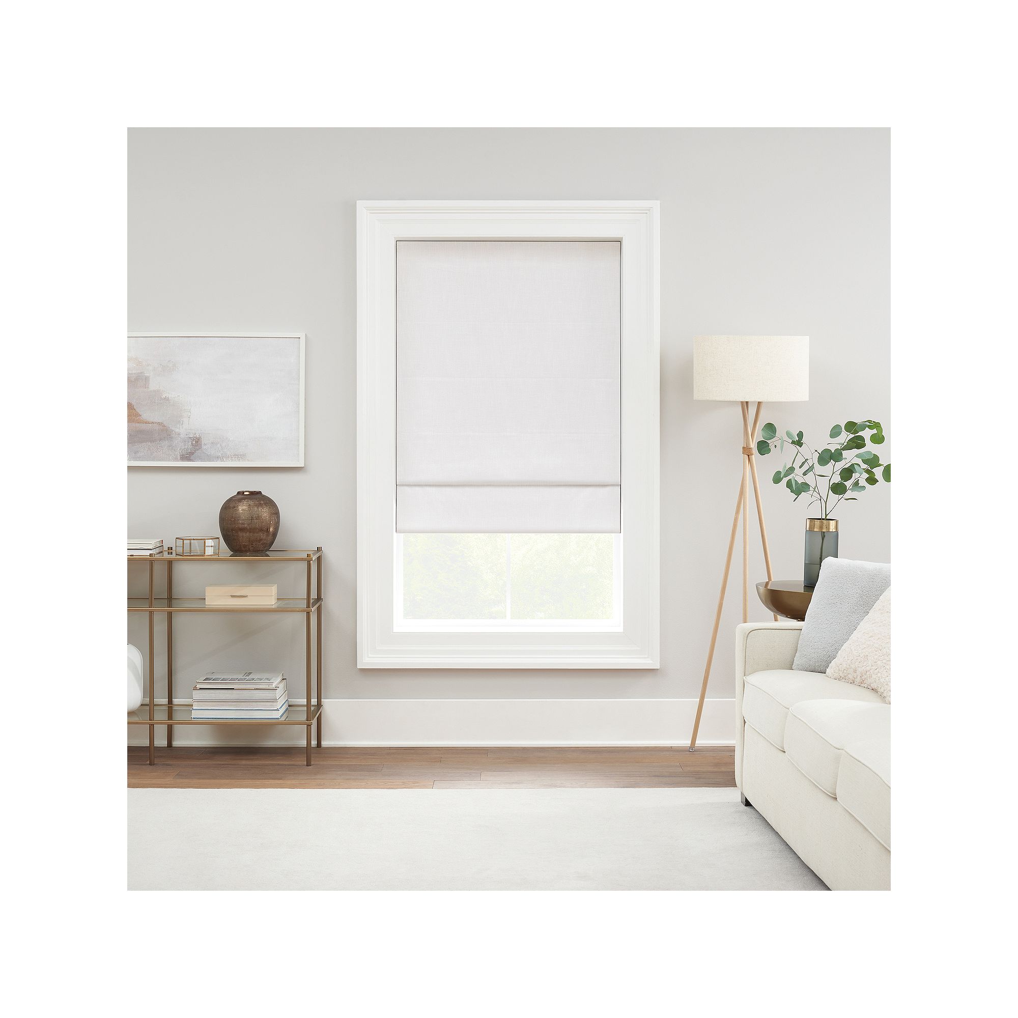 eclipse Drew Textured Solid 100% Total Blackout Cordless Roman Shade, White
