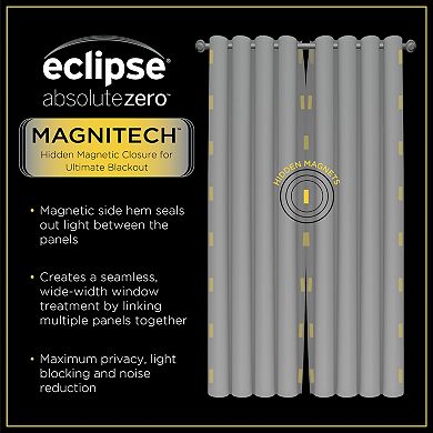 eclipse Magnitech Cannes Textured Solid 100% Blackout Rod Pocket Magnetic Closure Window Curtain Panel