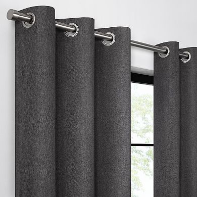 eclipse Magnitech Welwick Herringbone 100% Blackout Grommet Magnetic Closure Window Curtain Panel