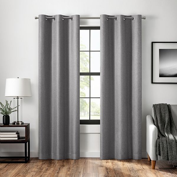 Eclipse Magnitech Welwick Light Grey Solid Polyester 84 in. L x 40 in. W Blackout Grommet Curtain
