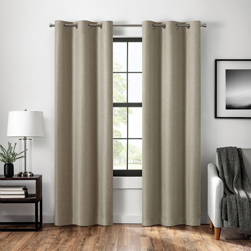 Eclipse Magnitech Welwick Herringbone  100% Blackout  Single Grommet Curtain Panel  Tan  40 x 63