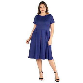 Plus Size 24Seven Comfort Apparel Ruffled Midi Skater Dress