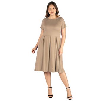 Plus Size 24Seven Comfort Apparel Ruffled Midi Skater Dress