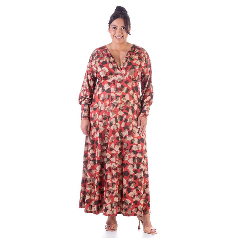 Plus Size 24Seven Comfort Apparel Flowy Print Maxi Dress, Womens, Size: 2X