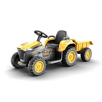Blazin Wheels Blazin Tractor Yellow 12V Vehicle & Trailer Set