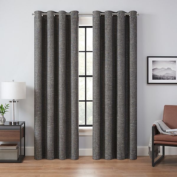 Eclipse Branson Magnitech 100% Blackout Curtain, Grommet Window Curtain Panel, Seamless Magnetic Closure, 84 in x 50 in wide, (1 Panel), Black