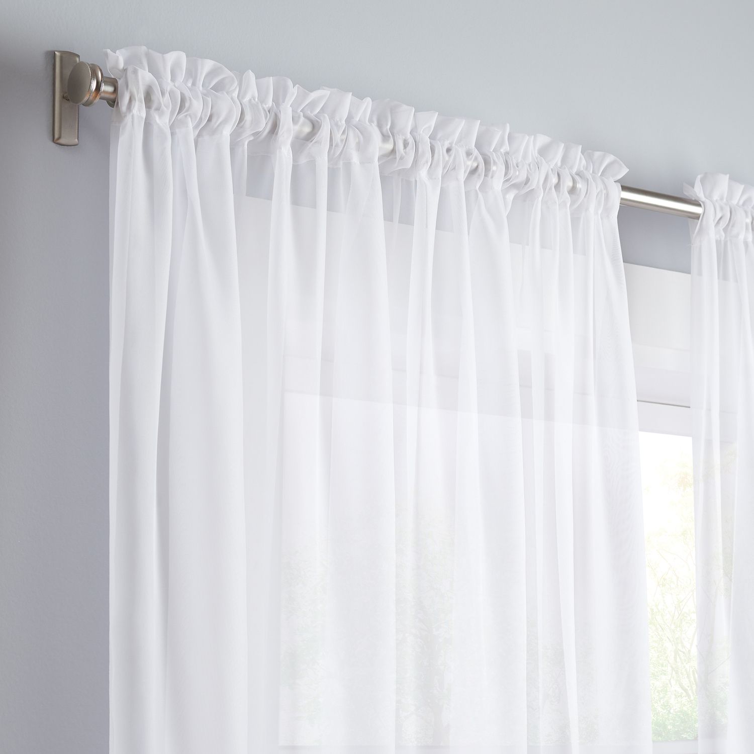 Eclipse 95-in Ivory Sheer Grommet Single curtain panel in the Curtains