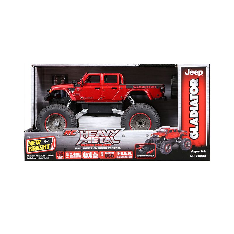 New Bright 1:18 Remote Control 4x4 Heavy Metal Jeep Gladiator RC Car, Red