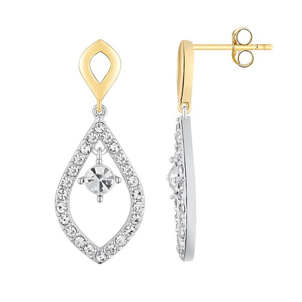 Chrystina Crystal TwoTone Post Dangle Earrings