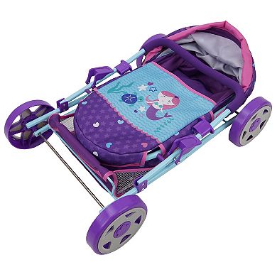 509 Crew Mermaid Doll Pram - Kids Pretend Play, Retractable Large Canopy