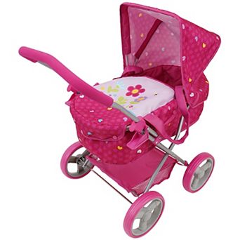 509 Crew Garden Doll Pram - Kids Pretend Play, Large Canopy