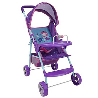 509 Crew: Mermaid Doll Stroller Kids Pretend Play, Canopy & Cup Holder