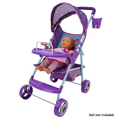 509 Crew: Mermaid Doll Stroller Kids Pretend Play, Canopy & Cup Holder