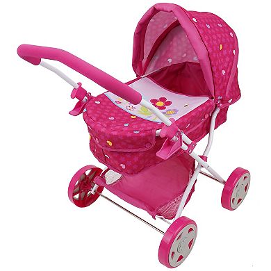 509 Crew Garden Pram N Doll Set - 14" Baby Doll & Folding Pram Set, Kids Pretend Play