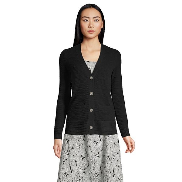 Petite Lands' End Fine Gauge ButtonFront Cardigan