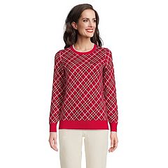Lands End Serious Sweats Women's Red 3/4 Sleeve Jumper Sweatshirt Size  Medium