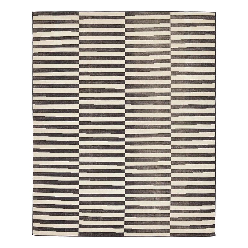 Unique Loom Striped Williamsburg Rug, Black, 10X13 Ft