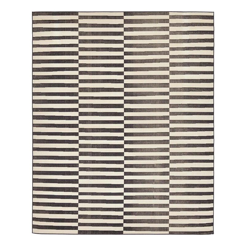 Unique Loom Striped Williamsburg Rug, Black, 10X14 Ft