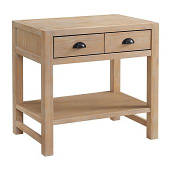 Alaterre Furniture Arden 2-Drawer Nightstand with Storage Shelf
