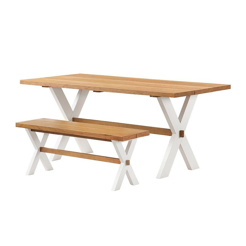 48986860 Alaterre Furniture Chelsea Dining Table & Bench 2- sku 48986860