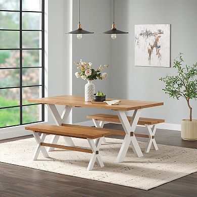 Alaterre Furniture Chelsea Dining Table & Benches 3-piece Set