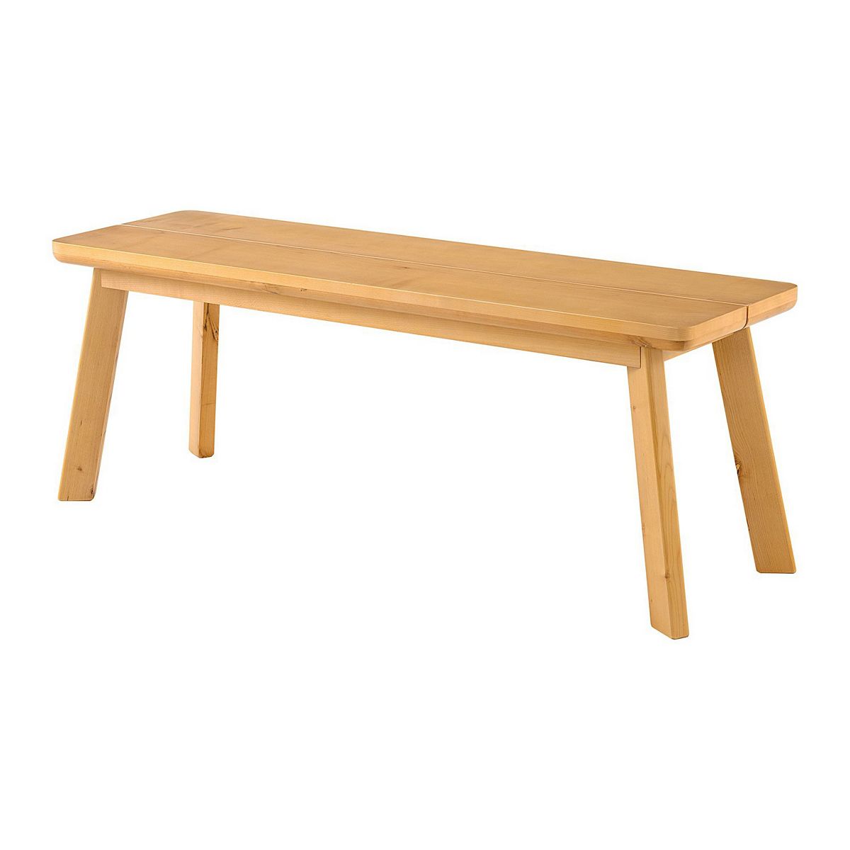 Close-up of dining bench leg and leg connection