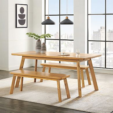 Alaterre Furniture Shelburne Dining Table & Benches 3-piece Set