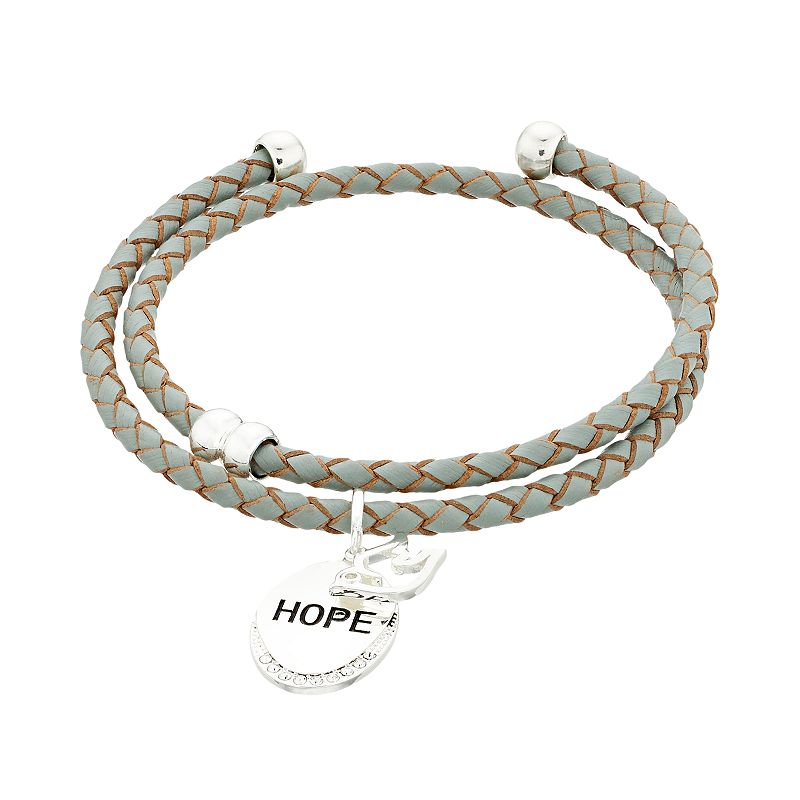 City Luxe Hope Disc & Cubic Zirconia Dove Charm Coil Bracelet, Womens