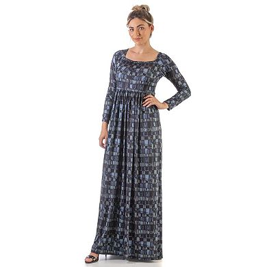 Women's 24Seven Comfort Apparel Pleated Print Maxi Dress
