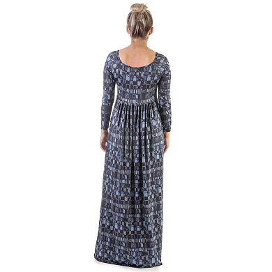 Women's 24Seven Comfort Apparel Pleated Print Maxi Dress