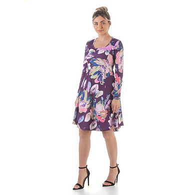 Women's 24Seven Comfort Apparel Floral Skater Dress