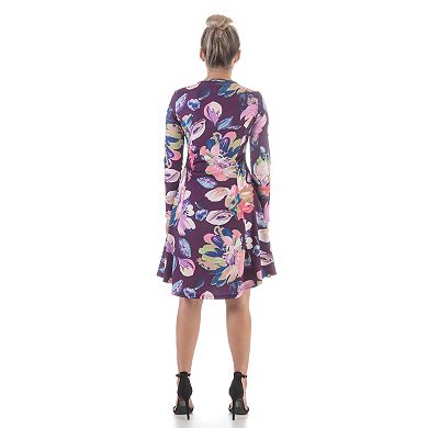 Women's 24Seven Comfort Apparel Floral Skater Dress