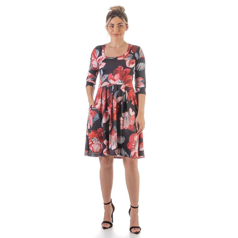 65566825 Womens 24Seven Comfort Apparel Pleated Floral Fit  sku 65566825
