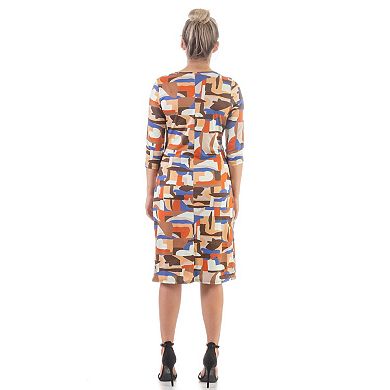 Women's 24Seven Comfort Apparel Knotted Faux-Wrap Print Dress